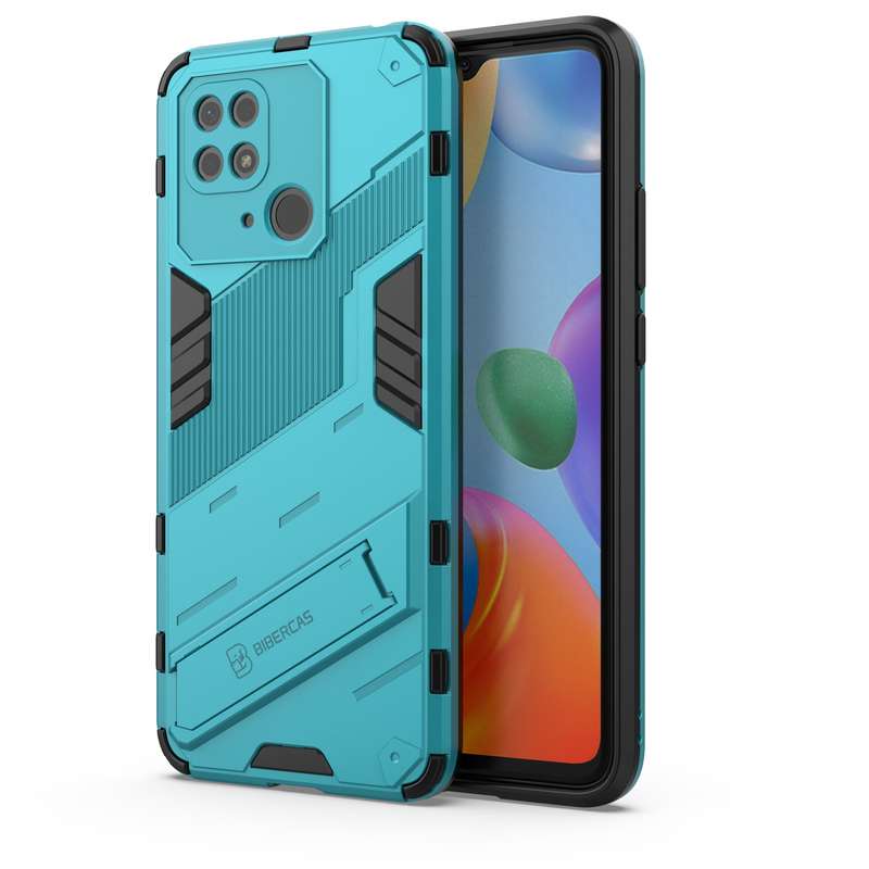 For vivo Y15s / Y15a Stereoscopic Holder Sliding Camshield Phone Case(Blue)