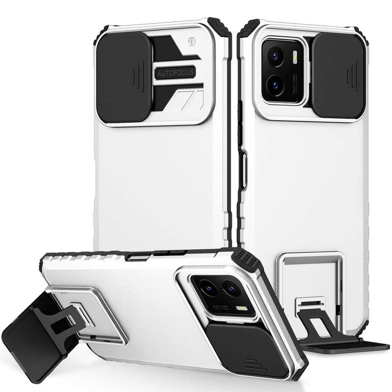 For vivo Y15s / Y15a Stereoscopic Holder Sliding Camshield Phone Case(Blue)