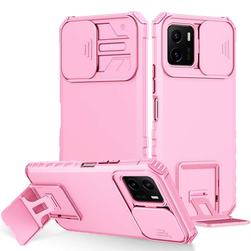 For vivo Y15s / Y15a Stereoscopic Holder Sliding Camshield Phone Case(Blue)