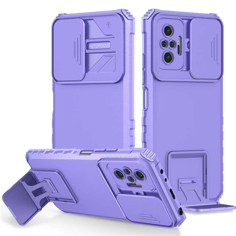 For Xiaomi Redmi Note 10 Pro 4G Stereoscopic Holder Sliding Camshield Phone Case(Green)