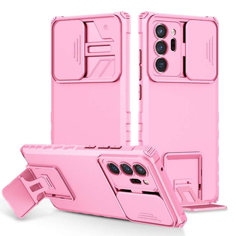 For Samsung Galaxy Note20 Ultra Stereoscopic Holder Sliding Camshield Phone Case(Black)