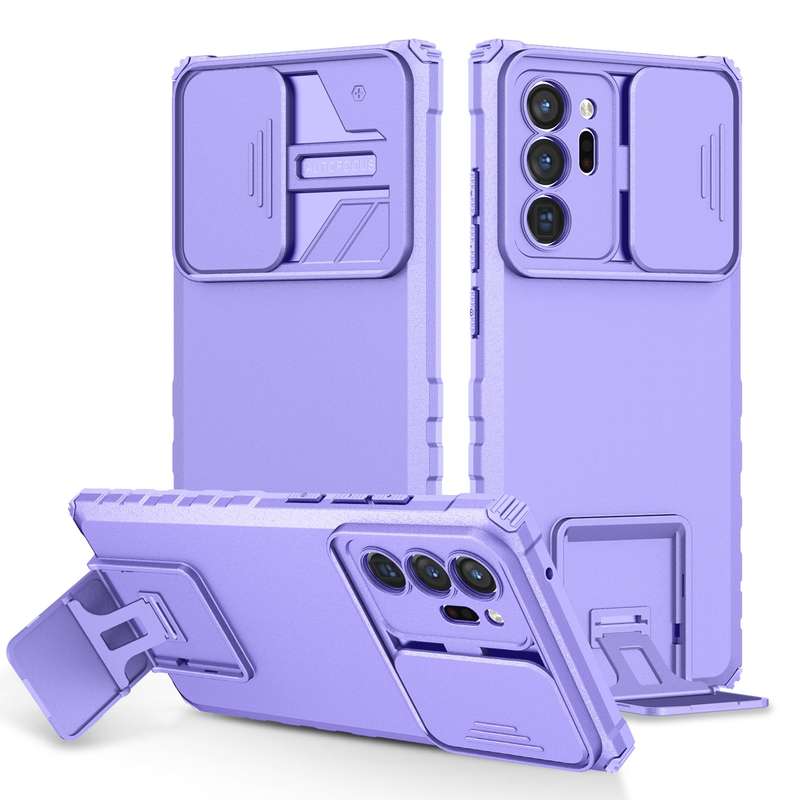 For Samsung Galaxy Note20 Ultra Stereoscopic Holder Sliding Camshield Phone Case(Black)