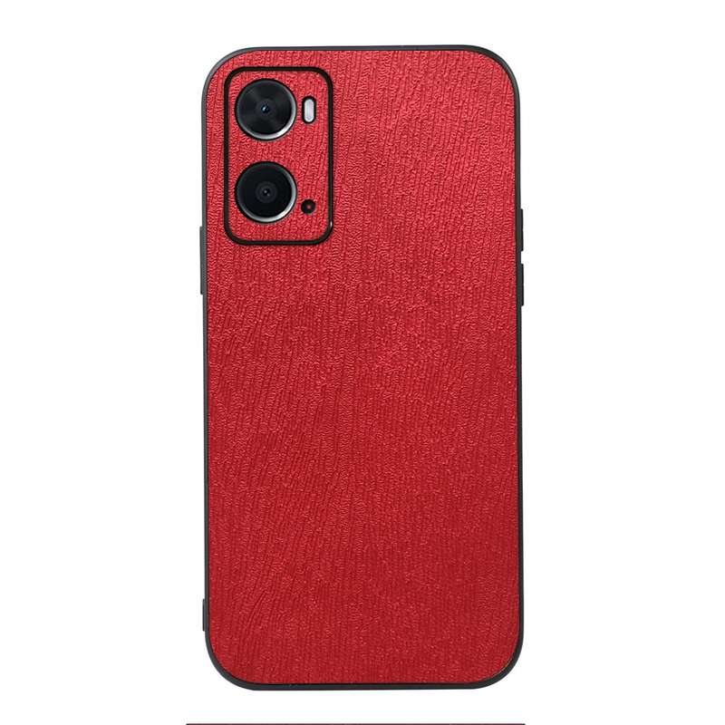For OPPO A76 Wood Texture PU Phone Case(Blue)