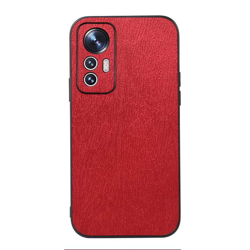 For Xiaomi 12 Lite Wood Texture PU Phone Case(Black)