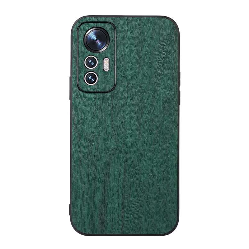 For Xiaomi 12 Lite Wood Texture PU Phone Case(Black)
