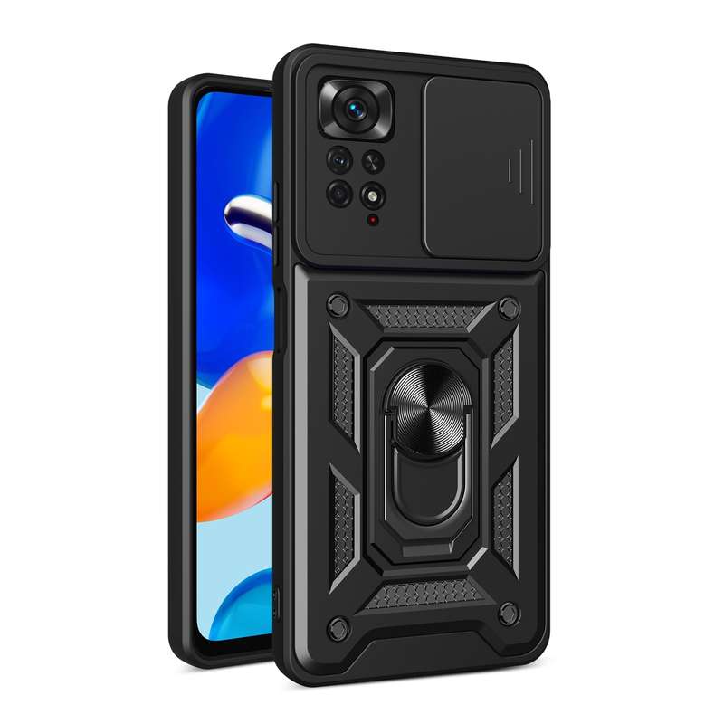 For Xiaomi Redmi Note 11 Pro Global Sliding Camera Cover Design TPU+PC Protective Phone Case(Black)