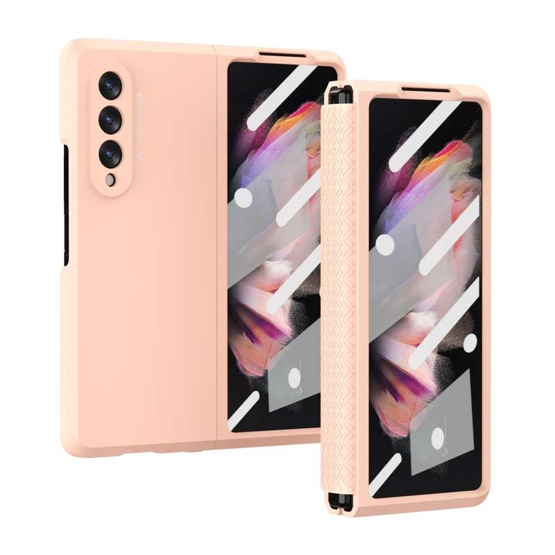 For Samsung Galaxy A73 5G Solid Color PC + TPU Protective Case with Holder & Card Slots(Rose Gold)