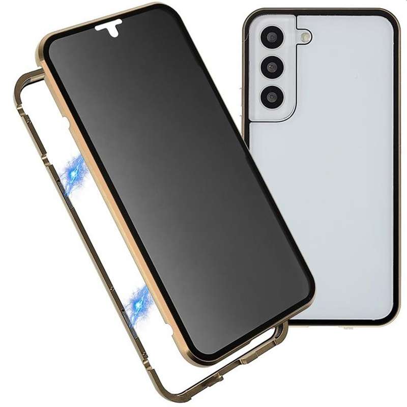 For Samsung Galaxy S21 5G Anti-peeping Magnetic Double-sided Tempered Glass Phone Case(Silver)