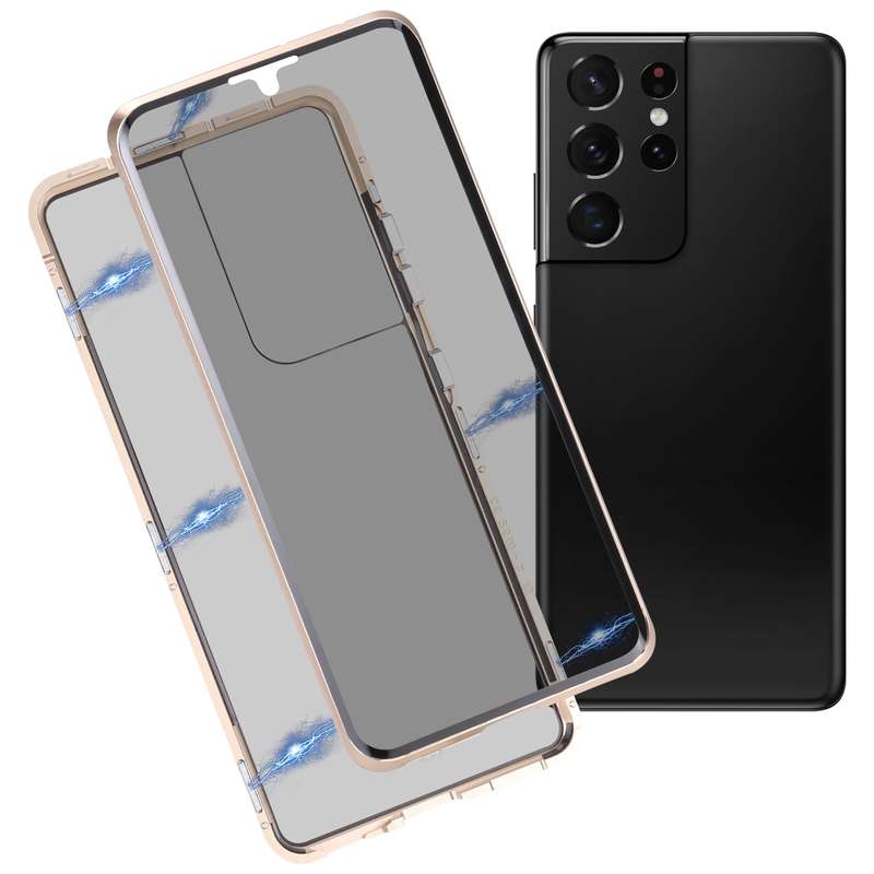 For Samsung Galaxy S21 Ultra 5G Anti-peeping Magnetic Double-sided Tempered Glass Phone Case(Black)