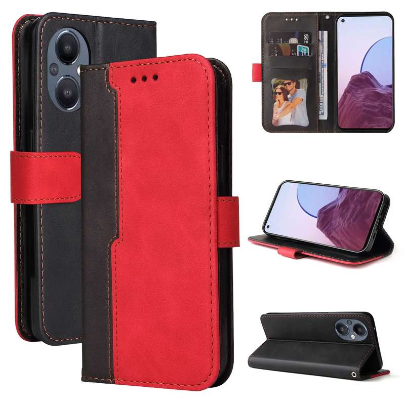 For OPPO Reno7 Z 5G / A96 5G Stitching-Color Flip Leather Phone Case(Blue)
