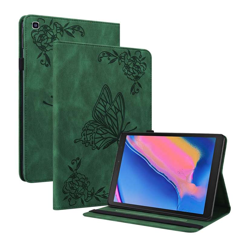 For Samsung Galaxy Tab A8 10.5 2021 Butterfly Flower Embossed Leather Tablet Case(Purple)