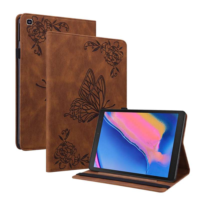 For Samsung Tab A 8.0 2019 T290/T295/T297 Butterfly Flower Embossed Leather Tablet Case(Purple)
