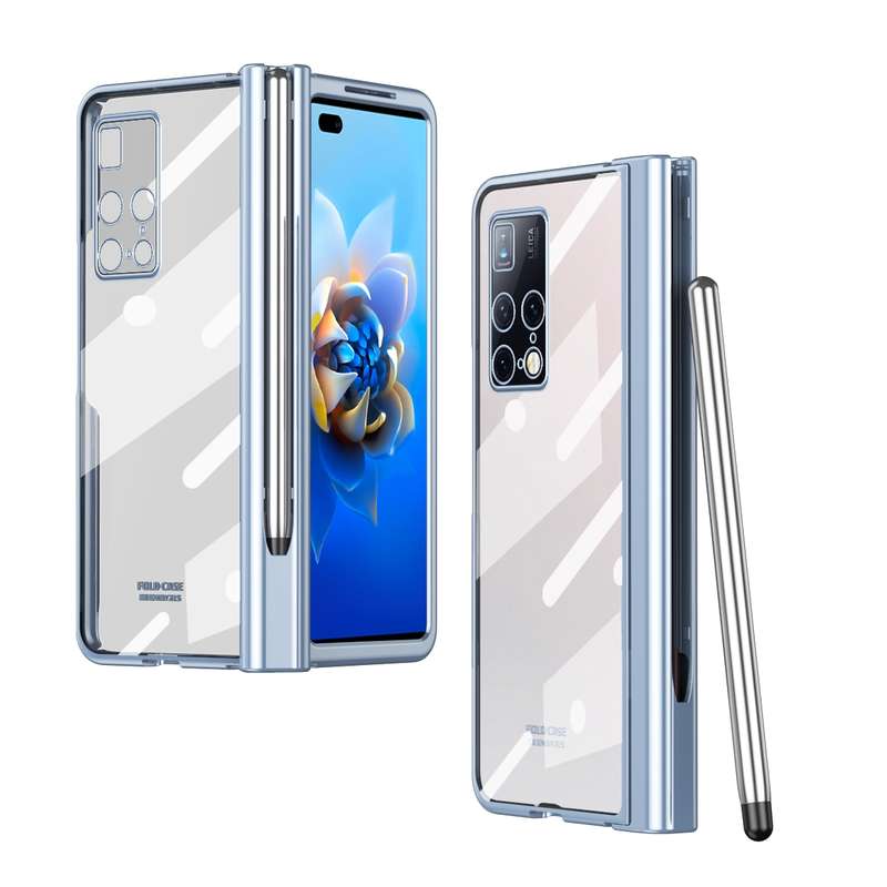 For Huawei Mate X2 Electroplating Hinge Phone Case with Stylus(Transparent)
