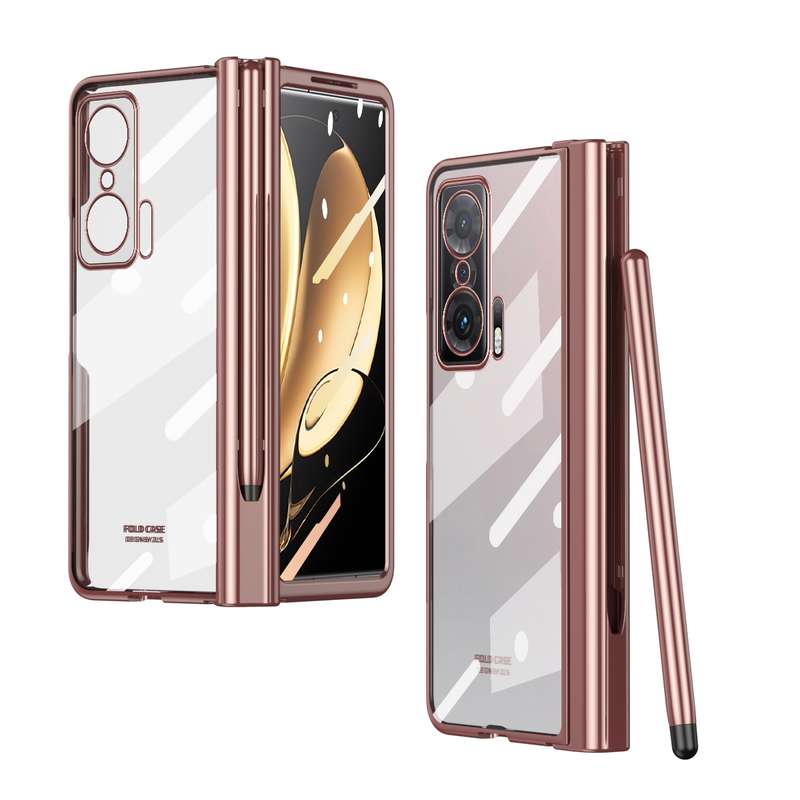 For Honor Magic V Full Body Electroplating Hinge Phone Case with Stylus(Gold)
