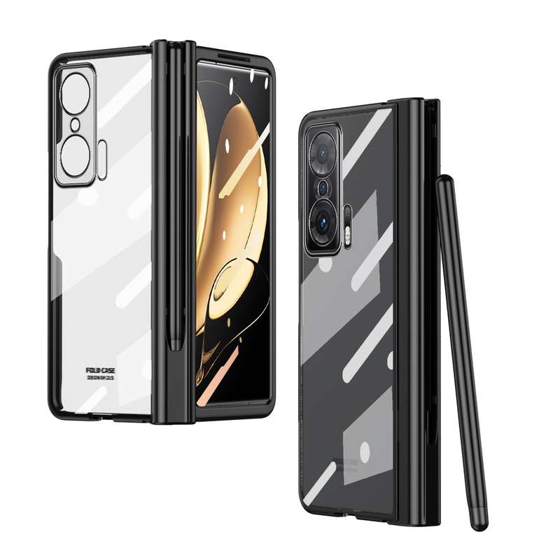For Honor Magic V Full Body Electroplating Hinge Phone Case with Stylus(Gold)