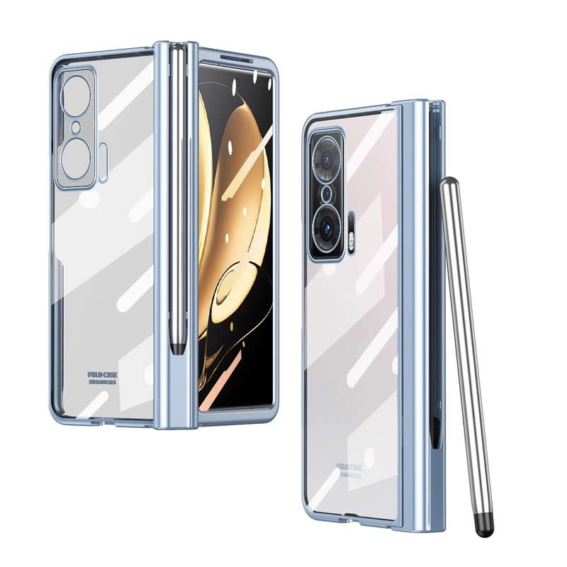 For Honor Magic V Full Body Electroplating Hinge Phone Case with Stylus(Gold)