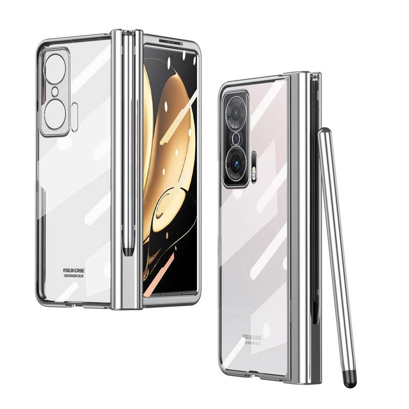 For Honor Magic V Full Body Electroplating Hinge Phone Case with Stylus(Gold)