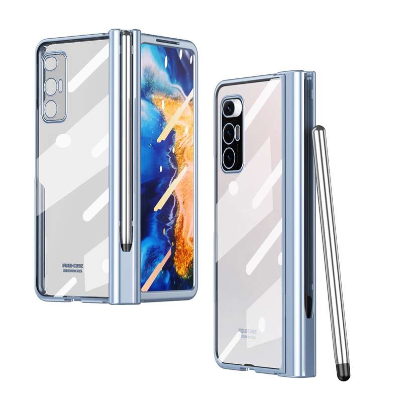 For Samsung Galaxy Z Fold2 5G Full Body Electroplating Hinge Phone Case with Stylus(Gold)