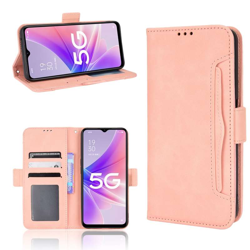 For OPPO A57 5G Skin Feel Calf Texture Card Slots Leather Phone Case(Brown)