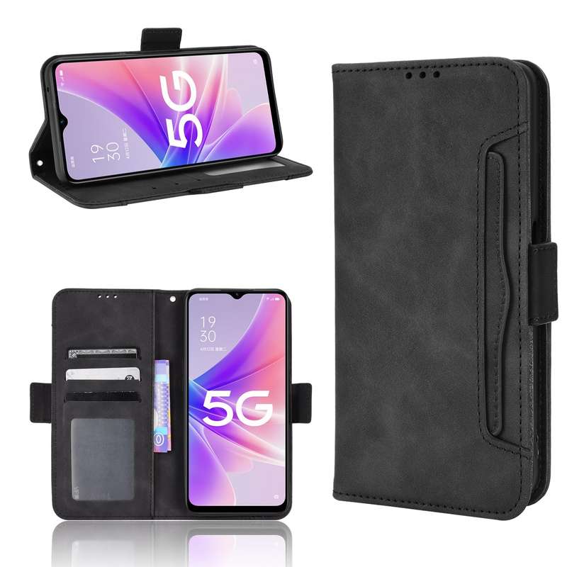 For OPPO A57 5G Skin Feel Calf Texture Card Slots Leather Phone Case(Brown)