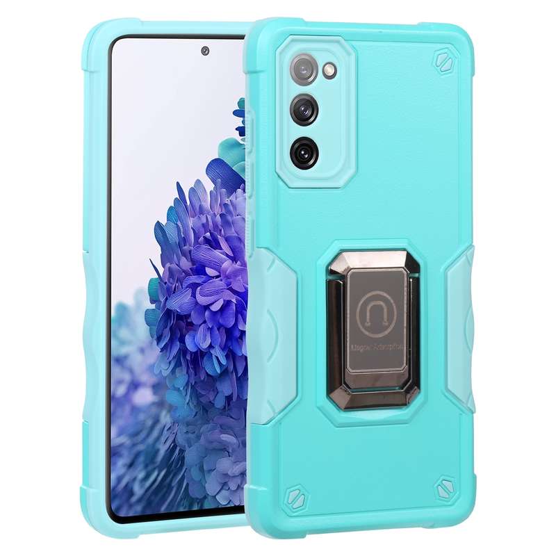 For Samsung Galaxy S20 FE Ring Holder Non-slip Armor Phone Case(Green)