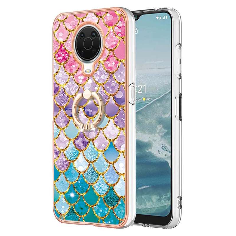 For OPPO A74 5G / A93 5G Electroplating IMD TPU Phone Case with Ring(White Marble)
