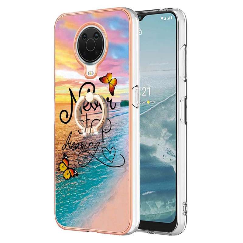 For OPPO A74 5G / A93 5G Electroplating IMD TPU Phone Case with Ring(White Marble)
