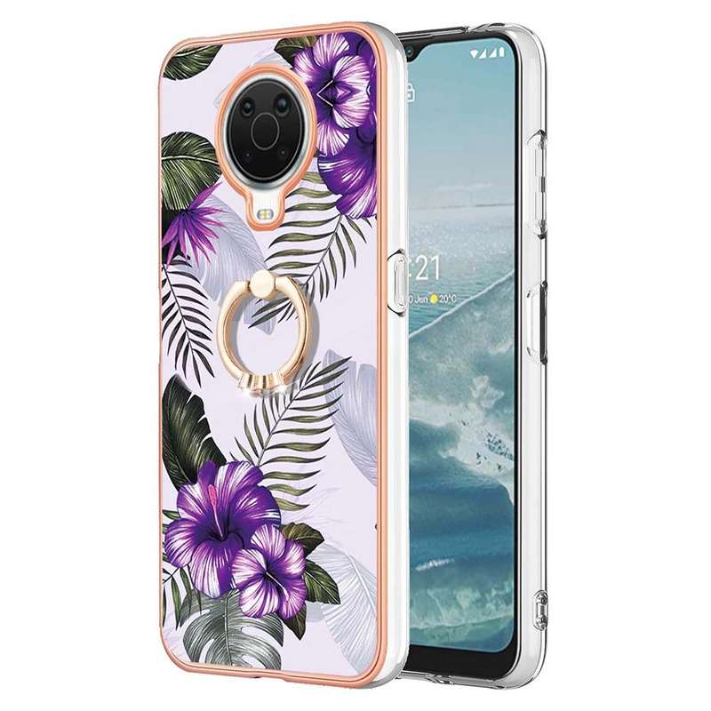 For OPPO A74 5G / A93 5G Electroplating IMD TPU Phone Case with Ring(White Marble)