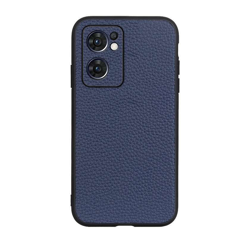 For OPPO Reno7 5G International Accurate Hole Two-color Litchi Texture PU Phone Case(Pink)
