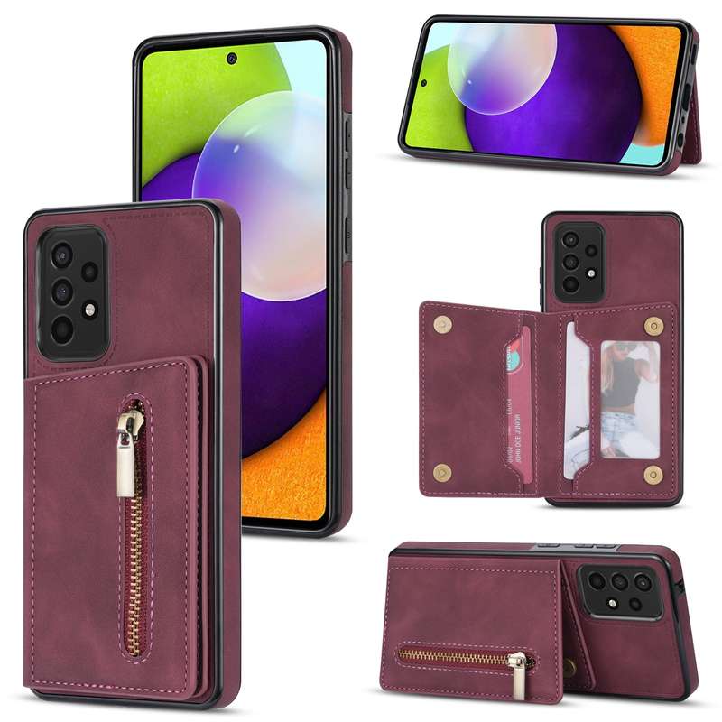 For Samsung Galaxy A53 5G Zipper Card Holder Phone Case(Purple)