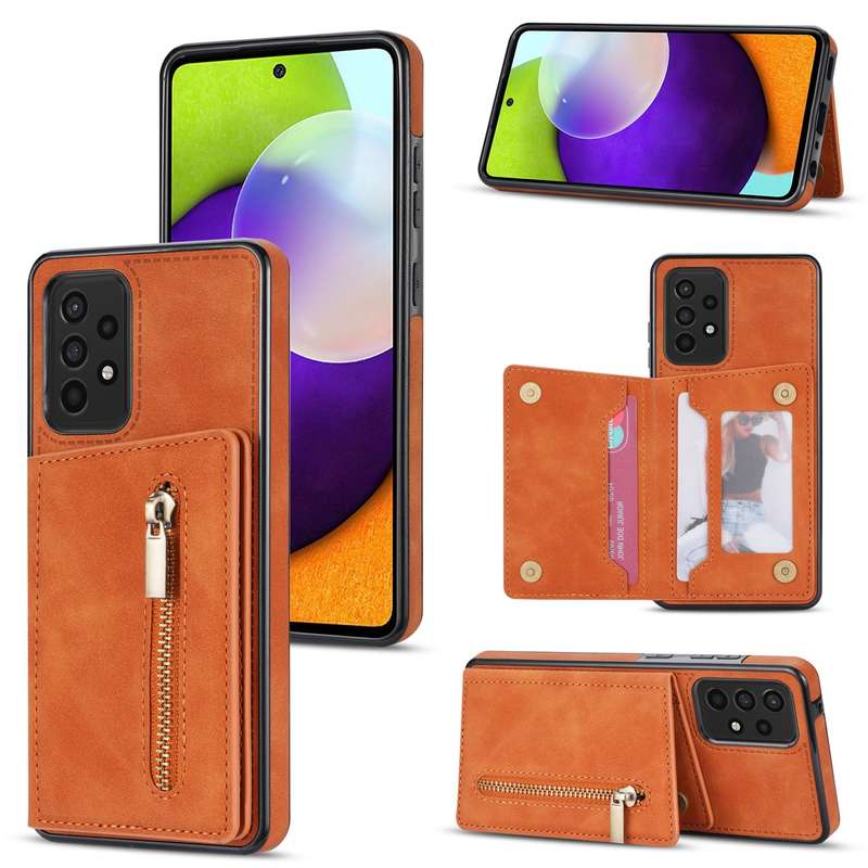 For Samsung Galaxy S22 Ultra 5G Zipper Card Holder Phone Case(Rose Gold)