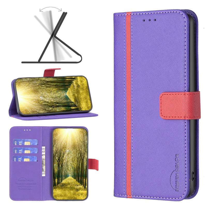 For Xiaomi 12 Lite Color Matching Cross Texture Leather Phone Case(Purple)
