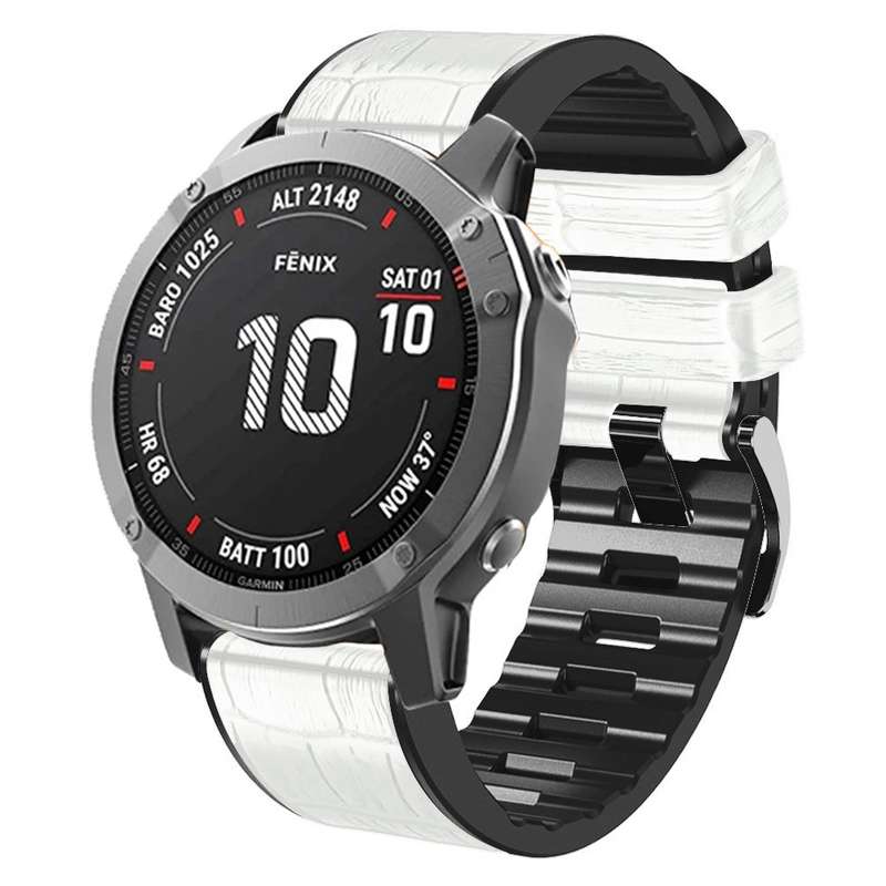 For Garmin Fenix 7X / 6X / 5X Crocodile Texture Silicone Leather Watch Band(Coffee)