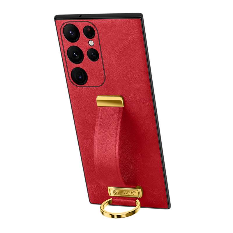 For Samsung Galaxy S22 Ultra 5G SULADA Cool Series PC + Leather Texture Skin Feel Shockproof Phone C