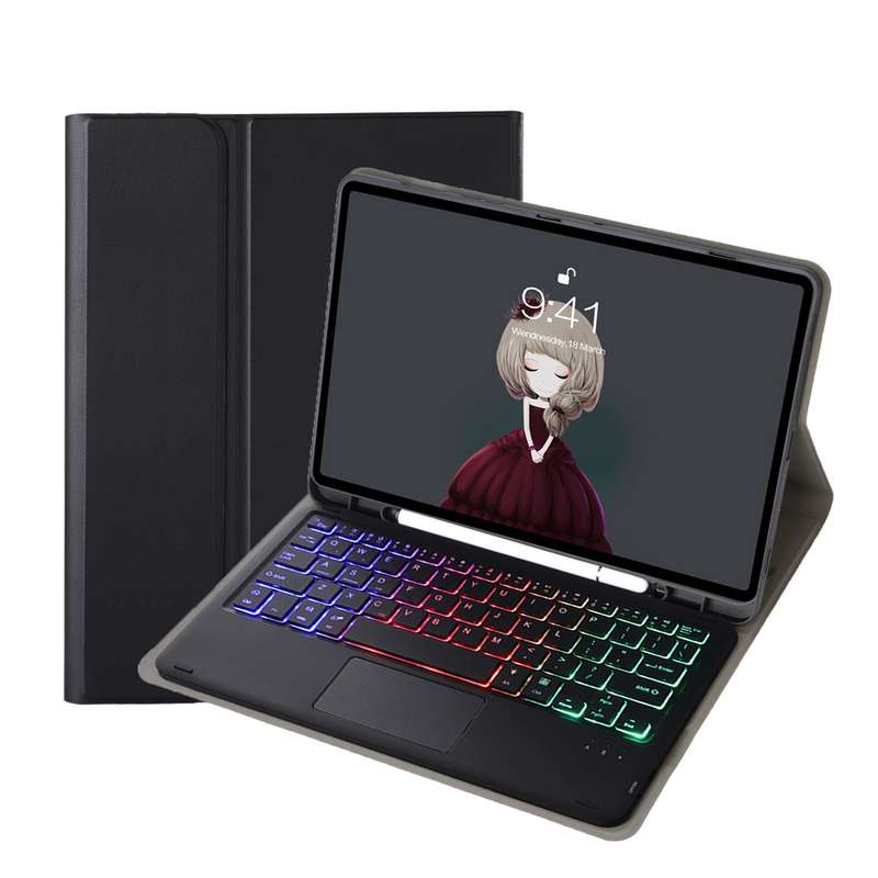 For Samsung Galaxy Tab S6 Lite A610B-AS Lambskin Texture Backlight Bluetooth Keyboard Leather Tablet