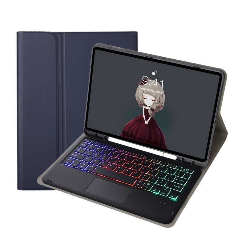For Samsung Galaxy Tab S6 Lite A610B-AS Lambskin Texture Backlight Bluetooth Keyboard Leather Tablet