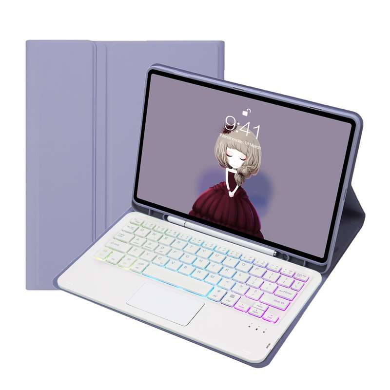 For Samsung Galaxy Tab S6 Lite A610B-AS Candy Color Backlight Bluetooth Keyboard Leather Tablet Case