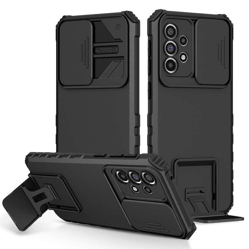 For Samsung Galaxy A53 5G Stereoscopic Holder Sliding Camshield Phone Case(Black)