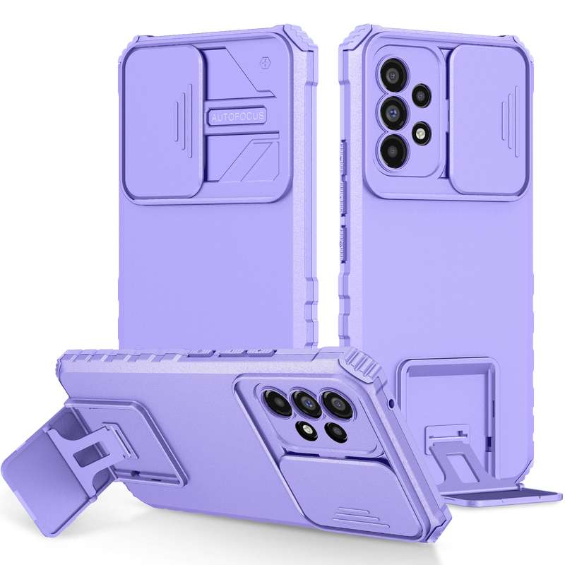 For Samsung Galaxy A53 5G Stereoscopic Holder Sliding Camshield Phone Case(Black)