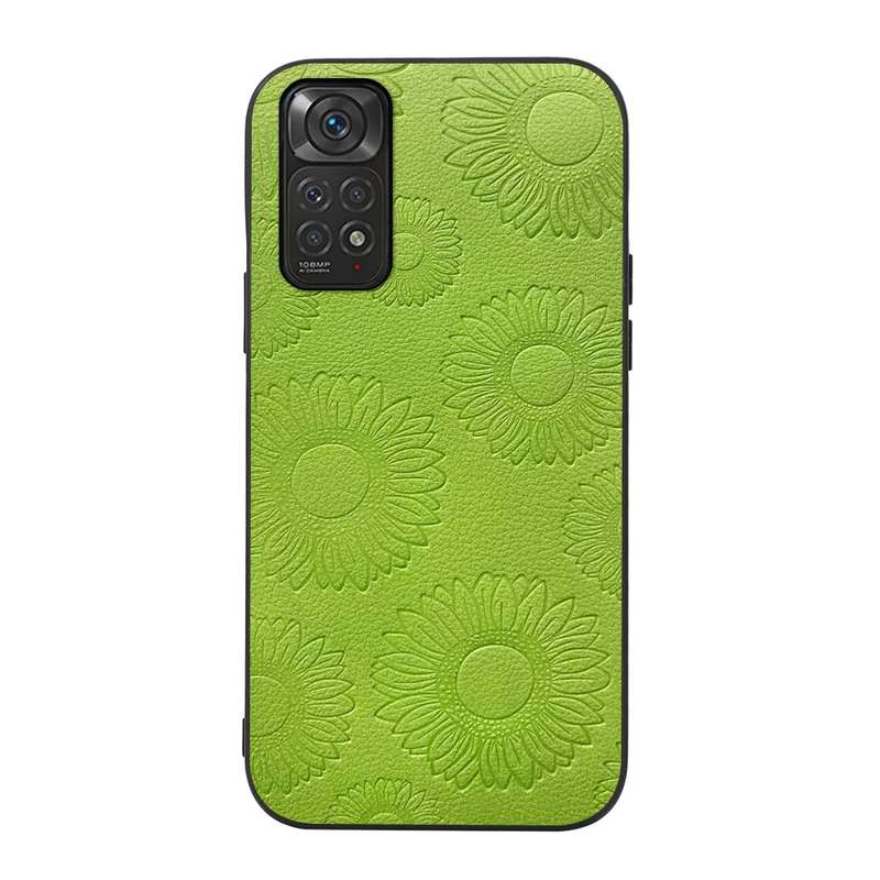 For Xiaomi Redmi Note 11 / Note 11S 4G Sunflower Pattern PU Shockproof Phone Case(Black)