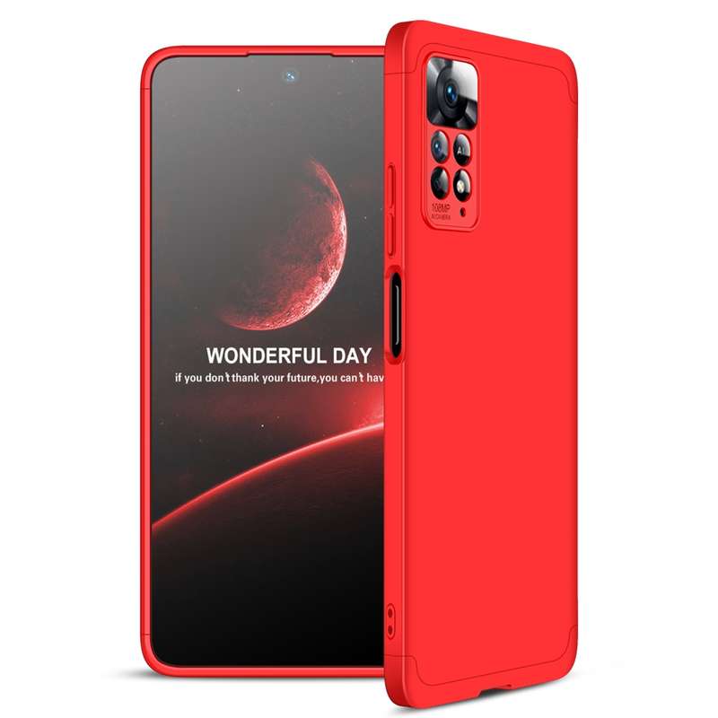 For Xiaomi Redmi Note 11 Pro 4G / 5G Global GKK Three Stage Splicing Full Coverage PC Case(Black Red