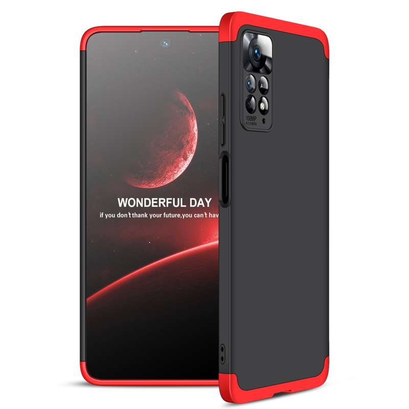 For Xiaomi Redmi Note 11 Pro 4G / 5G Global GKK Three Stage Splicing Full Coverage PC Case(Black Red