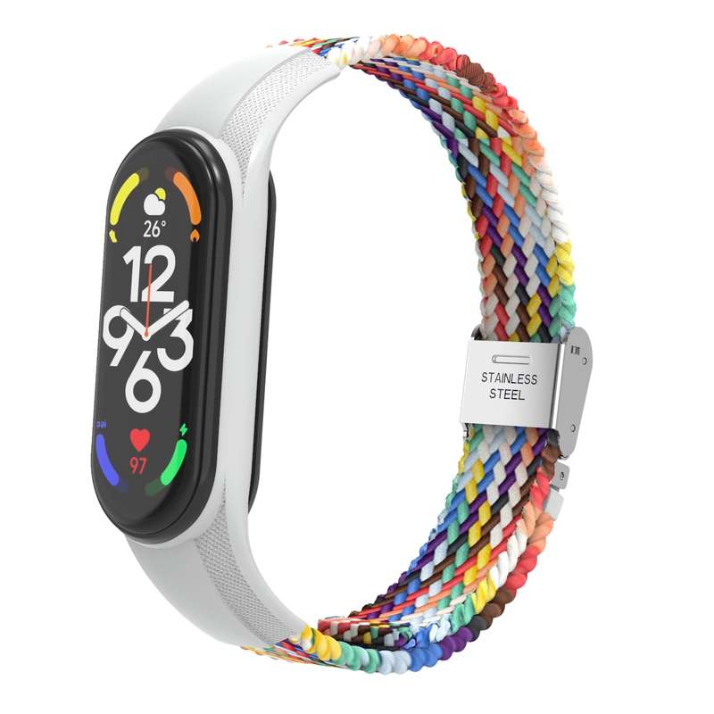 For Xiaomi Mi Band 7 Adjustable Nylon Braided Integrated Watch Band(Colorful)