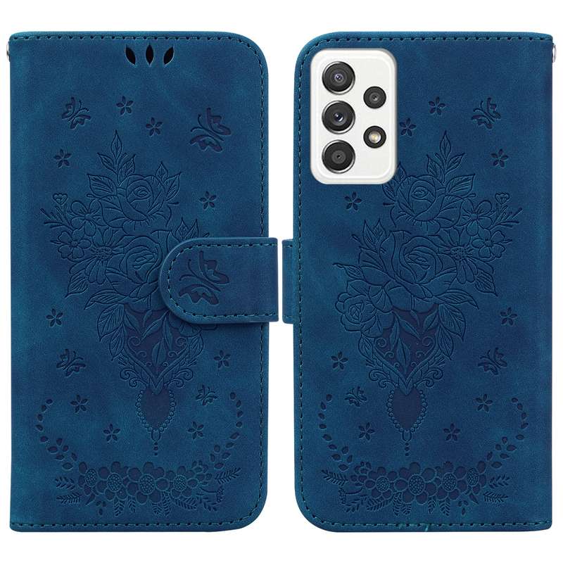 For Samsung Galaxy A52 5G / 4G Butterfly Rose Embossed Leather Phone Case(Purple)