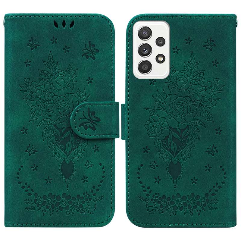 For Samsung Galaxy A52 5G / 4G Butterfly Rose Embossed Leather Phone Case(Purple)