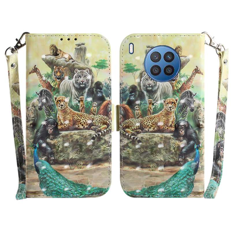 For Huawei nova 8i / Honor 50 3D Colored Horizontal Flip Leather Phone Case(Heart Panda)