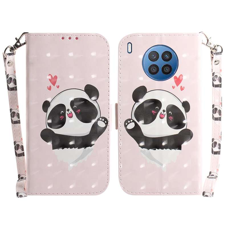 For Huawei nova 8i / Honor 50 3D Colored Horizontal Flip Leather Phone Case(Heart Panda)