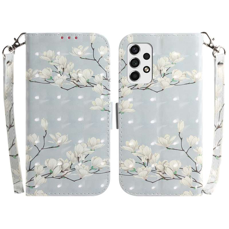 For Samsung Galaxy A33 5G 3D Colored Horizontal Flip Leather Phone Case(Magnolia)