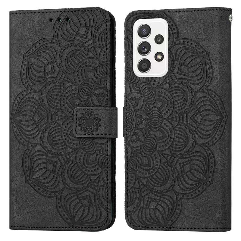 For Samsung Galaxy A33 5G Mandala Embossed Flip Leather Phone Case(Green)