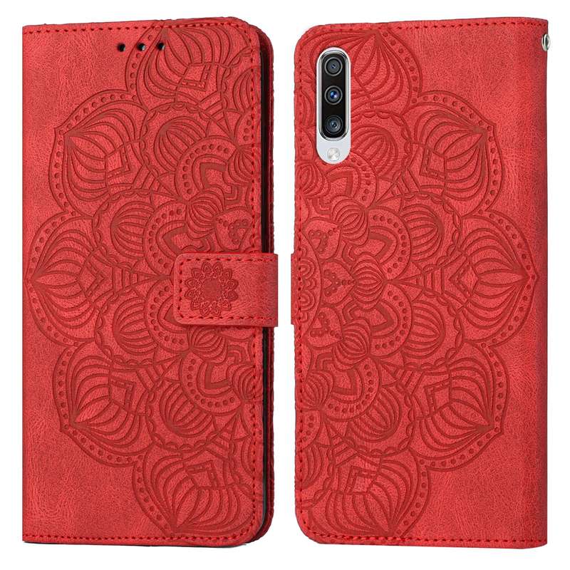 For Samsung Galaxy A70 Mandala Embossed Flip Leather Phone Case(Blue)